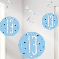 Blue 13Th Birthday Hanging Swirls - 80Cm (6Pk)