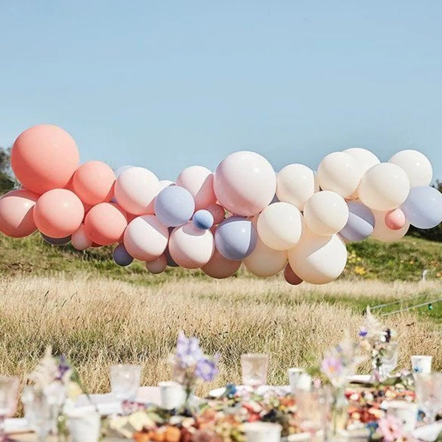 Blush, Nude & Blue Balloon Arch Kit - 60 Balloons