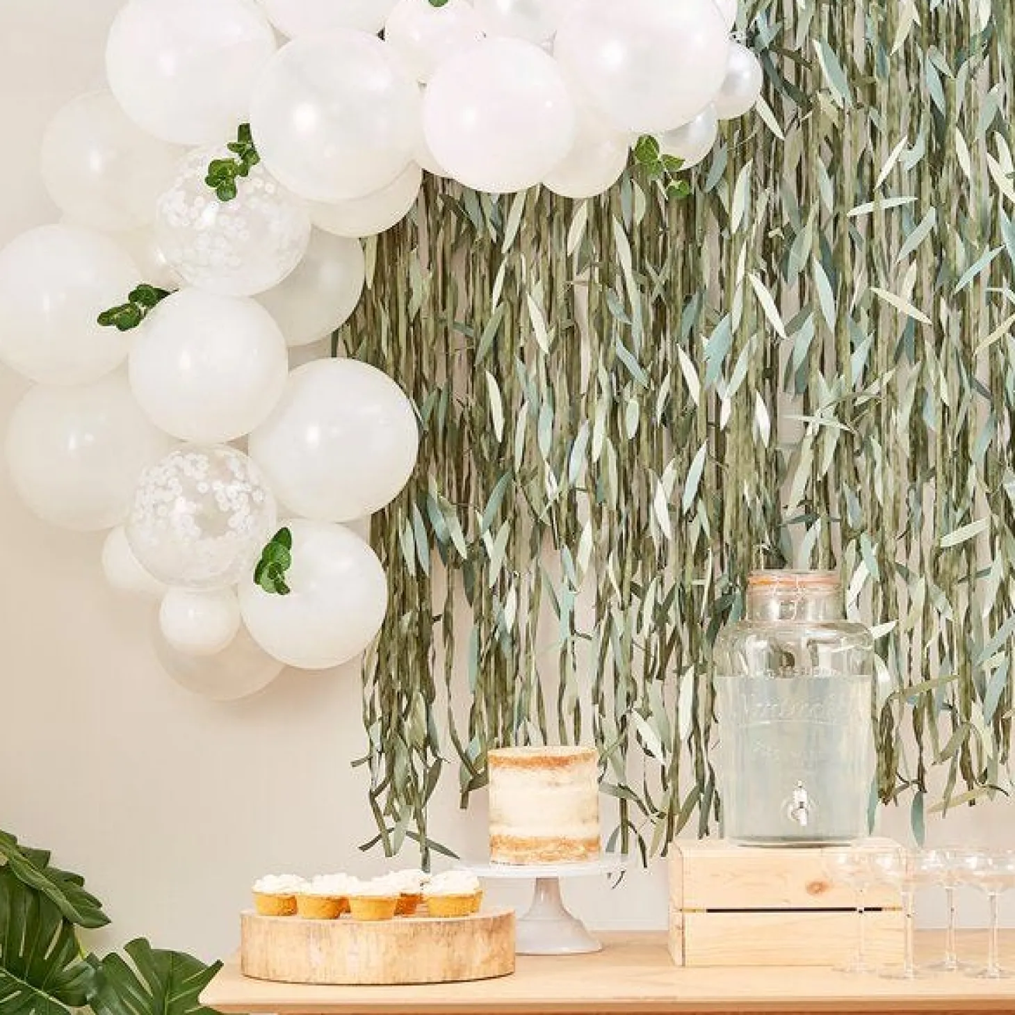 Botanical Baby Mini White Foliage Balloon Arch - 45 Balloons