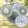 Botanical 'Hey Baby' Paper Fan Decorations (5Pk)