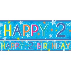 Boys 2Nd Birthday Paper Banners - 1M (3Pk)