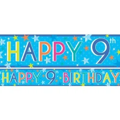 Boys 9Th Birthday Paper Banners - 1M (3Pk)