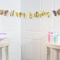 Butterfly Shimmer 'Happy Birthday' Paper Banner - 2.1M