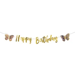 Butterfly Shimmer 'Happy Birthday' Paper Banner - 2.1M