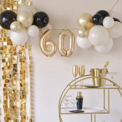 Champagne Noir 60Th Balloon Bunting Kit