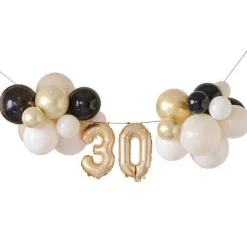 Champagne Noir 30Th Balloon Bunting Kit