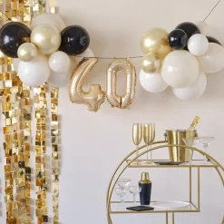 Champagne Noir 40Th Latex Balloon Bunting Kit