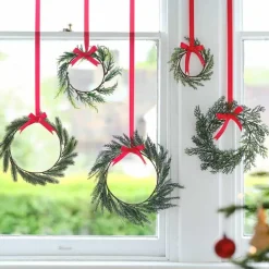 Christmas Foliage Wreath Hanging Decorations (5Pk)
