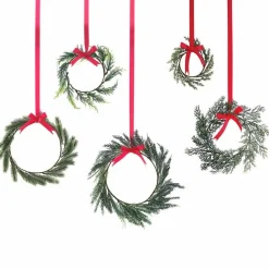 Christmas Foliage Wreath Hanging Decorations (5Pk)