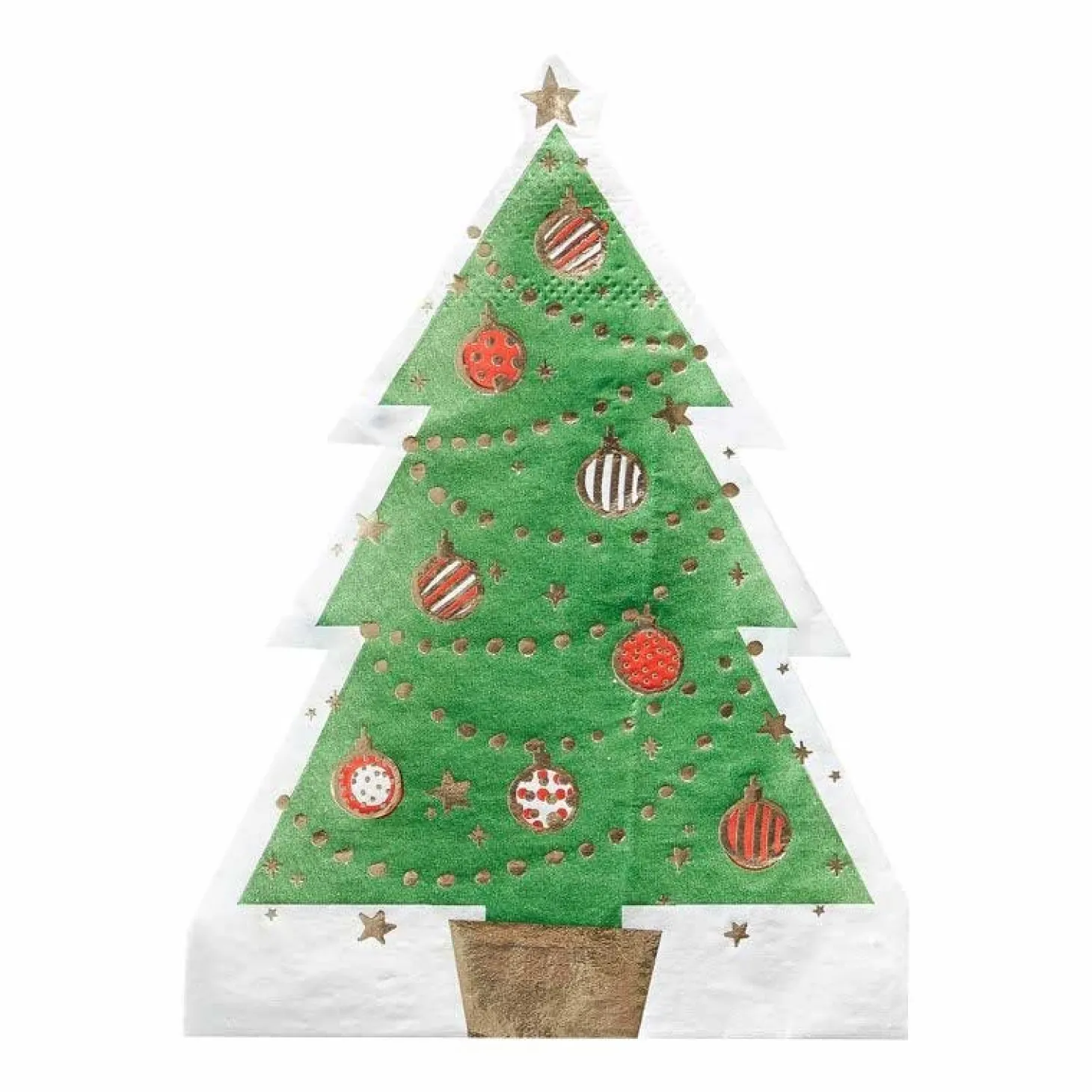 Christmas Tree Shaped Paper Napkins - 32Cm (12Pk)