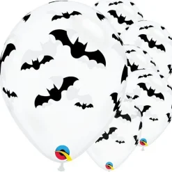 Clear Bat Print Balloons - 11" Latex (6Pk)