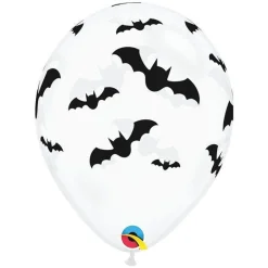 Clear Bat Print Balloons - 11" Latex (6Pk)