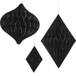 Contemporary Wedding Black Honeycomb Decorations (3Pk)