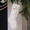 Cream Knitted Christmas Stocking - 45Cm