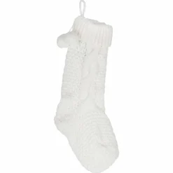 Cream Knitted Christmas Stocking - 45Cm