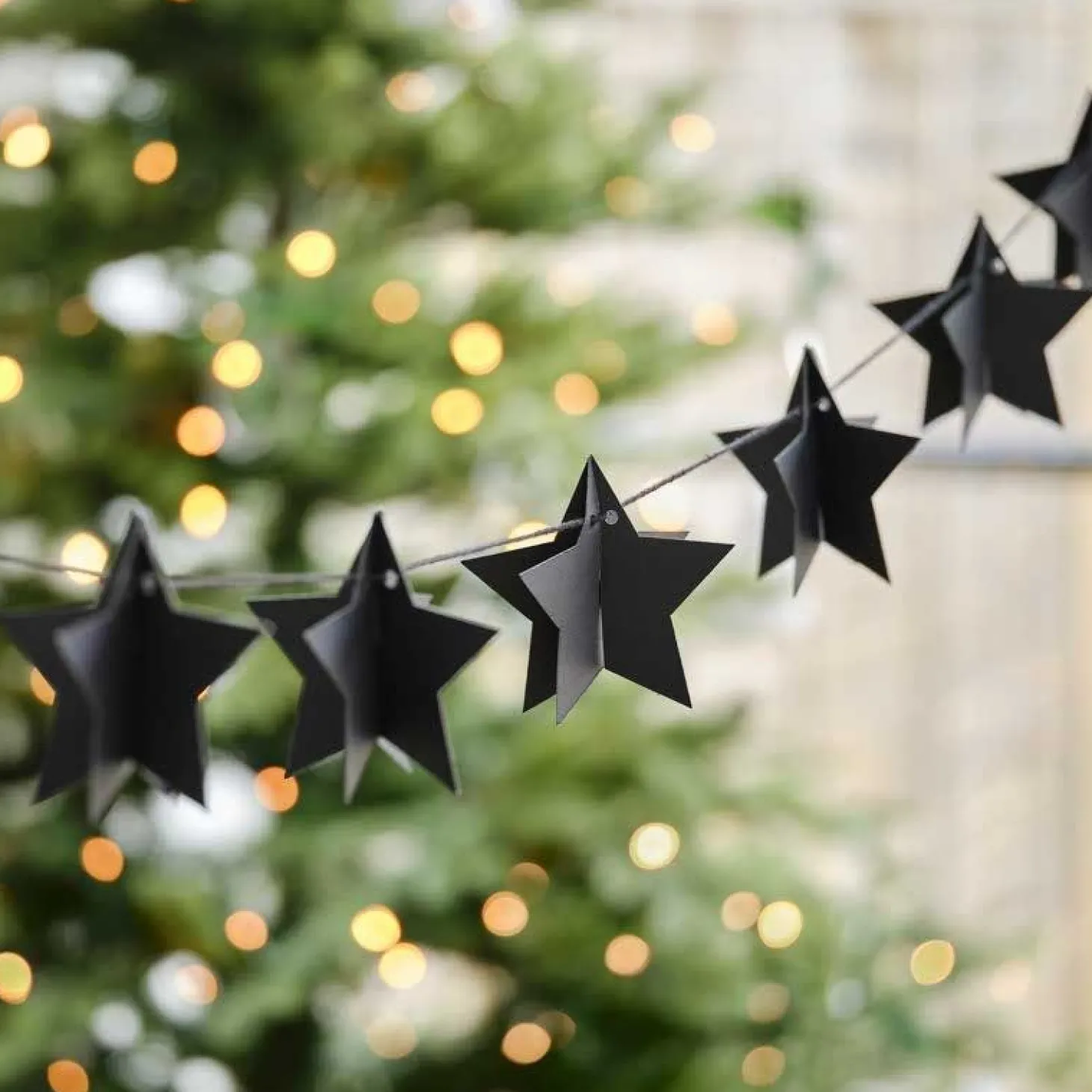 3D Star Black Paper Bunting - 2M