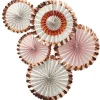 Ditsy Floral Rose Gold Foiled Fan Decorations - 38Cm (5Pk)