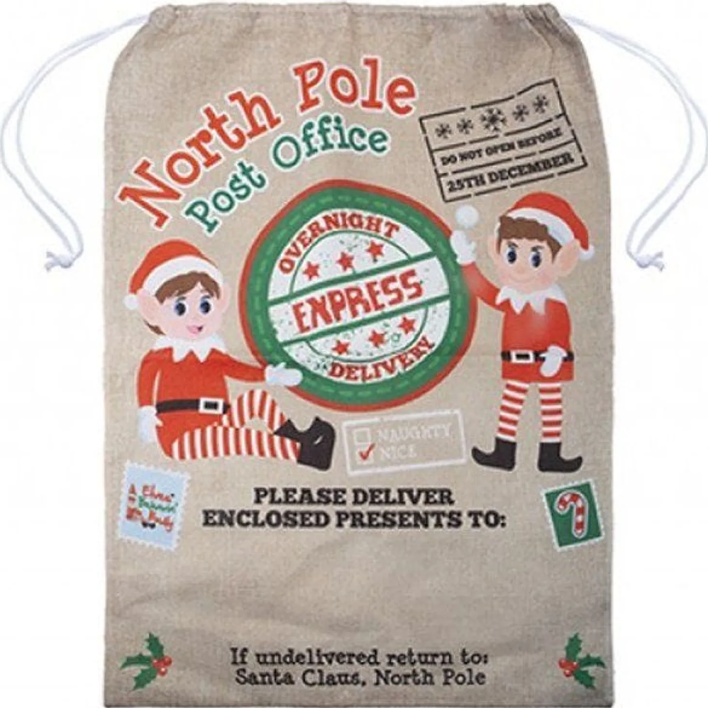 Elf Drawsting Hessian Bag - 68Cm