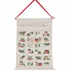 Fabric Christmas Scene Advent Calendar - 53Cm X 35Cm
