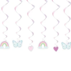 Fairy Princess Hanging Swirl Decorations (6Pk)
