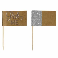 Festive Silver Foiled Cake Picks (12Pk)
