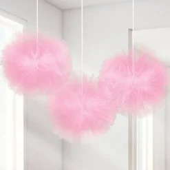Fluffy New Pink Tulle Decoration - 12" (3Pk)