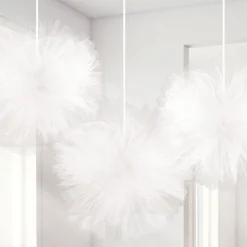 Fluffy White Tulle Decoration (3Pk)