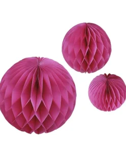 Fuchsia Paper Honeycomb Hanging Decorations (3Pk)