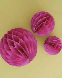Fuchsia Paper Honeycomb Hanging Decorations (3Pk)