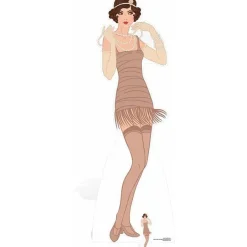 Gatsby 1920S Beige Flapper Girl Cardboard Cutout - 177Cm X 58Cm