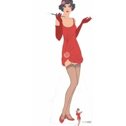 Gatsby 1920S Red Flapper Girl Cardboard Cutout - 178Cm X 65Cm
