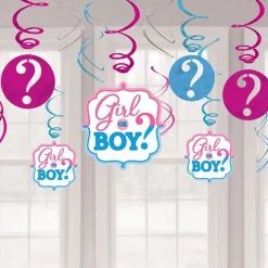 Gender Reveal Hanging Swirls (12Pk)