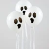 Ghost Balloons With Streamers - 11" Latex (3Pk)
