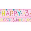 Girls 3Rd Birthday Paper Banners - 1M (3Pk)