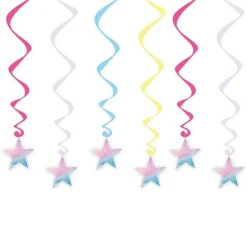 Girls Rule Iridescent Hanging Swirl Decorations (6Pk)