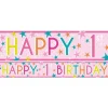 Girls 1St Birthday Paper Banners - 1M (3Pk)