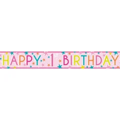 Girls 1St Birthday Paper Banners - 1M (3Pk)