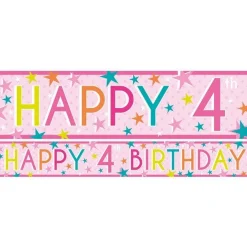 Girls 4Th Birthday Paper Banners - 1M (3Pk)