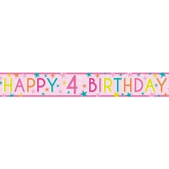 Girls 4Th Birthday Paper Banners - 1M (3Pk)