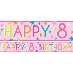 Girls 8Th Birthday Paper Banners - 1M (3Pk)