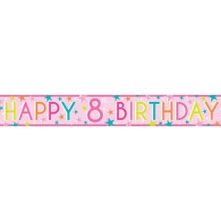 Girls 8Th Birthday Paper Banners - 1M (3Pk)