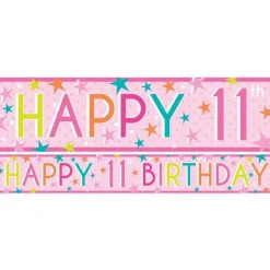 Girls 11Th Birthday Paper Banners - 1M (3Pk)