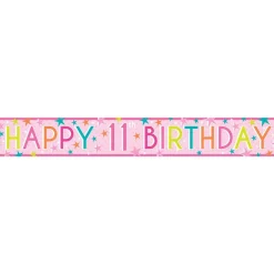 Girls 11Th Birthday Paper Banners - 1M (3Pk)