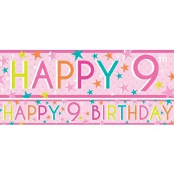Girls 9Th Birthday Paper Banners - 1M (3Pk)