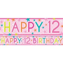 Girls 12Th Birthday Paper Banners - 1M (3Pk)