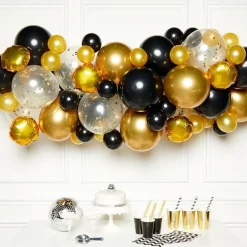 Gold & Black Balloon Arch Garland - 66 Balloons
