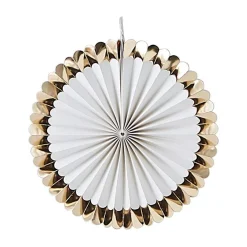 Gold & White Paper Fan Decorations (15Pk)