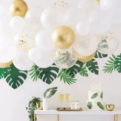 Gold And White Botanical Hen Party Balloon Arch - 55 Balloons