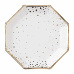 Gold Foil Star Paper Plates - 23Cm (8Pk)