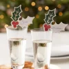 Gold Foiled Holly Drinks Topper (12Pk)